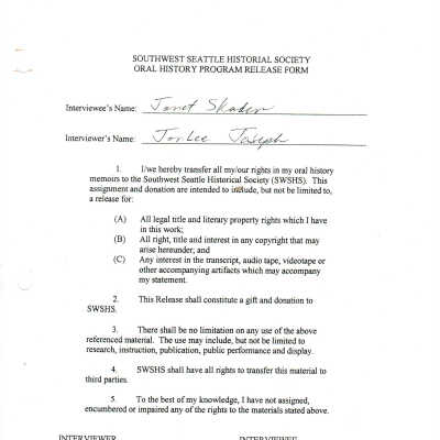 Janet Skadan - Oral History Release Form