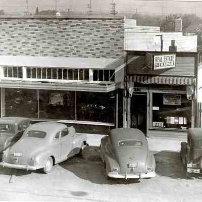 White Center Cars parked outside buildings "Old Timers"