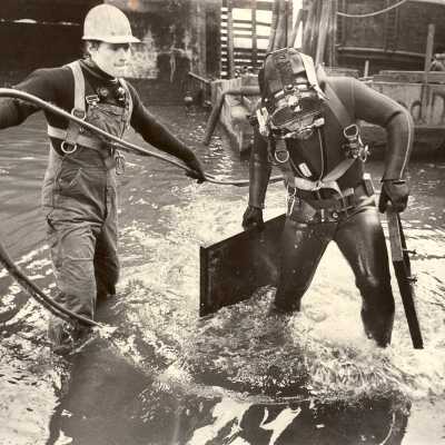 Sunk barge
