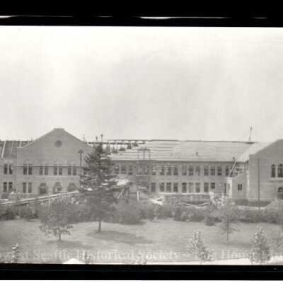 New roof being installed on the West Seattle High School 1917