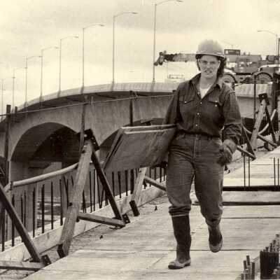Worker on bridge