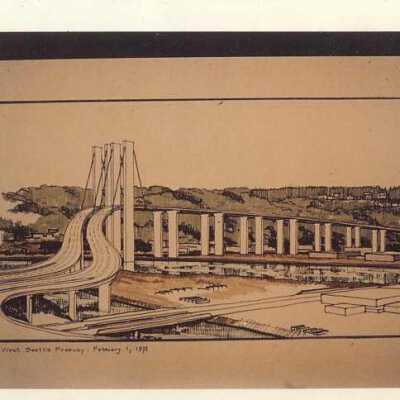 Sketch of proposed W.S Bridge: Copyright: Richard Warren; Origsize: 4.25" x 3.375"; Resolution: 150 DPI
