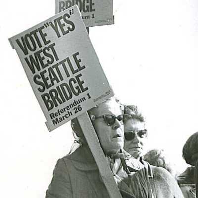 Bridge Campaign Signs: Origformat: Print-Photographic; Resolution: 150
