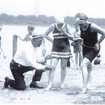 Bathers in swimming suits
