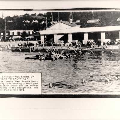Alki bathing pavilion (south side) showing diving float.