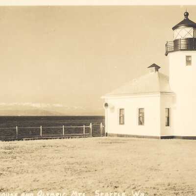 Alki Lighthouse and Olympic Mts. Seattle Wn Ellis 1012