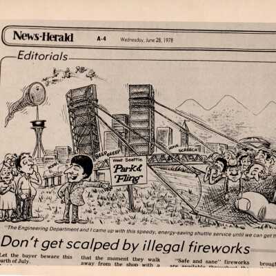 Political Cartoon "Stuck Bridge" W.S. Herald