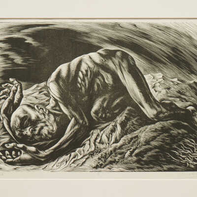 Woodcut print; "Job"