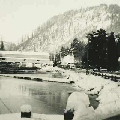 Photograph of Westfir Mill Log Pond in Snow, undated