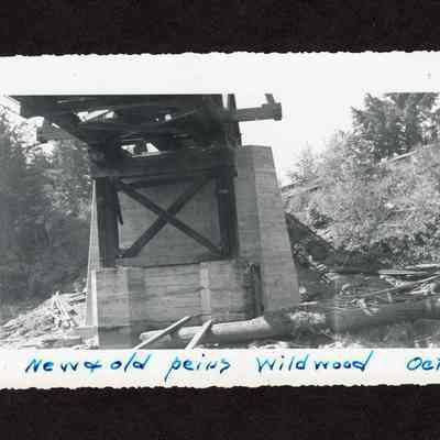 Photograph of new and old peirs at wildwood bridge, 1948