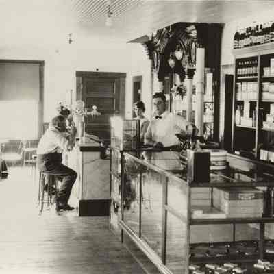 Photograph of confectionary in 4-L Hall, Wendling, Oregon, circa early 1920s