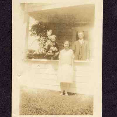 Photograph of Doris Myers and her parents Charles and Hattie Myers (?), circa 1920
