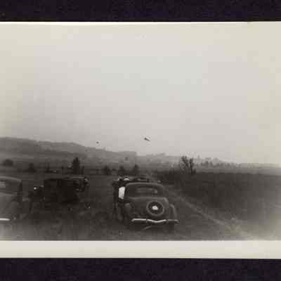 Photograph of People In Cars Watching Air Show, 1930s-1940s