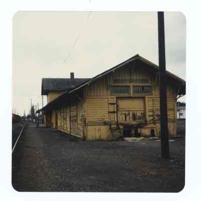 Photograph of the Springfield Train Depot and proposed relocation site, 1985