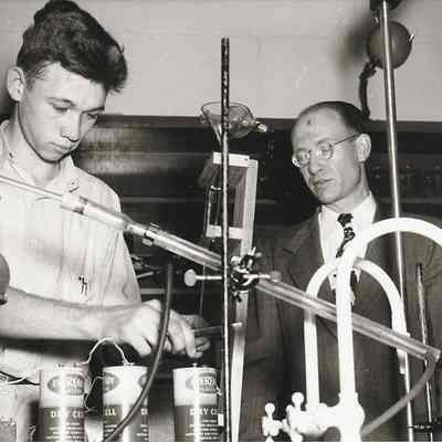 Photograph, Teacher Strong & student, Springfield High School, 1940s.