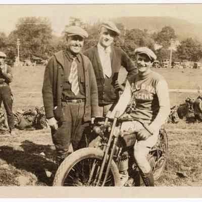 Photograph of Bill Davis and others at a motorcycling event, 1928