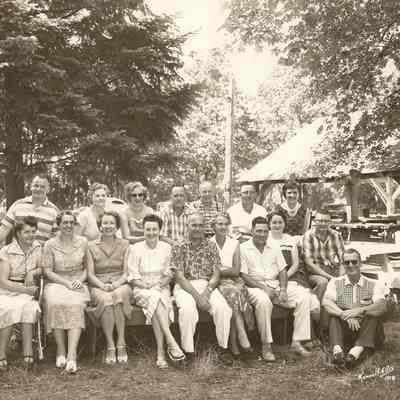 Group photograph of the reunion of the 1928 Springfield High School Class, 1958