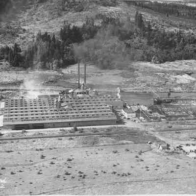 Photograph of aerial view of Springfield Plywood Corporation, Springfield, Oregon