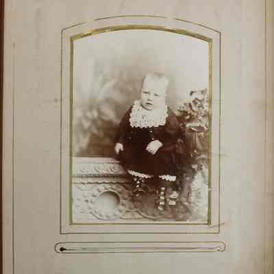 2016-024-012_img-016: Page 14 of photograph album 2016.024.012: Photo of unknown baby taken by Brisbois Leadville Colorado.