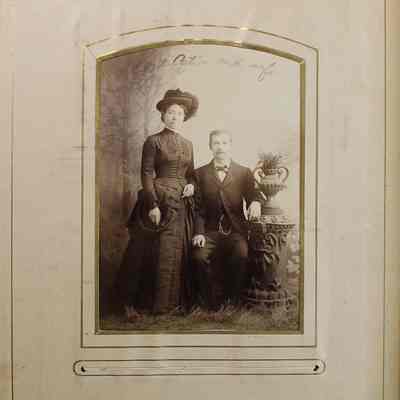 2016-024-012_img-034: Page 30 of photograph album 2016.024.012: Photo of (?)at Cation and Wife.