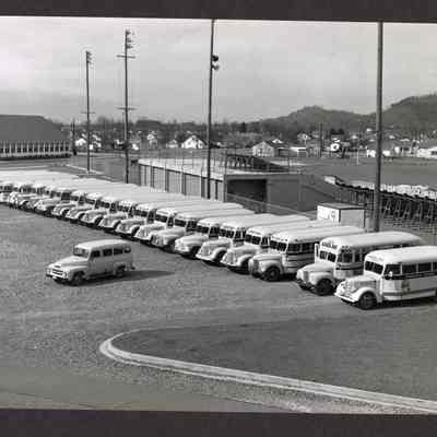 photograph of School Bus Parking Lot, date unknown
