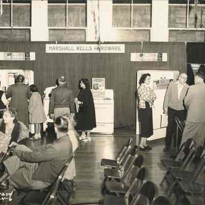 Photograph of Marshall Wells Hardware display at Springfield Electric Appliance Show, Springfield, Oregon, 1954.