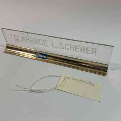 Name plate, Clarence Scherer, Springfield Buick