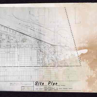 Photograph of Site Plan map for Eugene-Springfield, Oregon Low Rent Housing Project, undated
