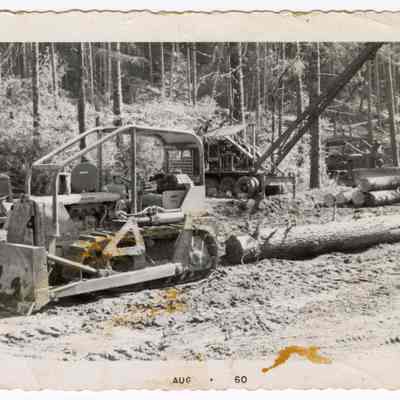 Photograph of logging machinery, 1960