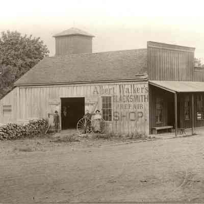 Photograph of Albert Walker's Blacksmith Shop, 1898