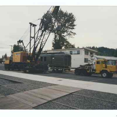 Photograph of the RPO Railcar relocation, Springfield, 1992