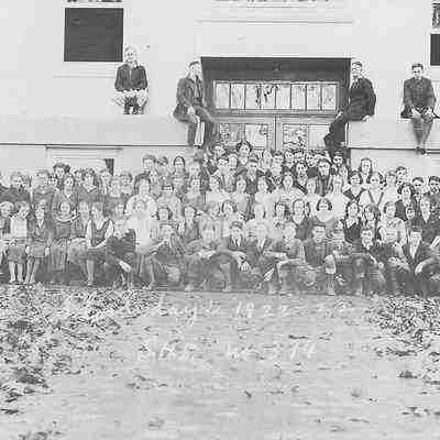 Photograph of entire student body of Springfield High School, Springfield, Oregon, 1922-23