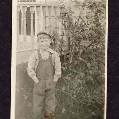 Photograph on postcard of boy, Harland Hyland