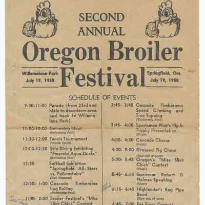 Program brochure of the Springfield Broiler Festival, 1958