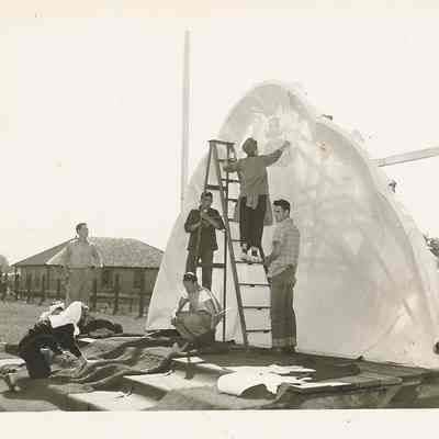 Photograph of the construction of the Springfield High School springfest, Springfield, Oregon, 1947