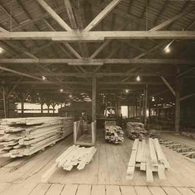 Photograph of the planing mill at the Fischer Lumber Company, Marcola, Oregon, circa 1948