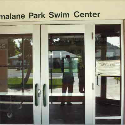 Photograph of the outside of Willamalane Park Swim Center doors