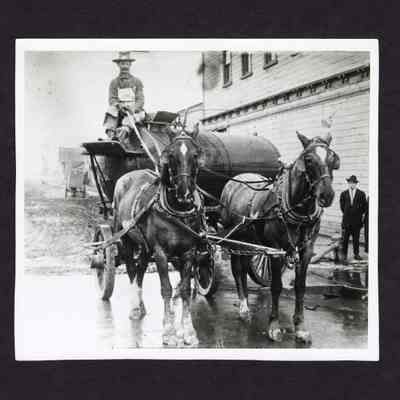 Photograph of Man on Horse Drawn Water Wagon, 1911