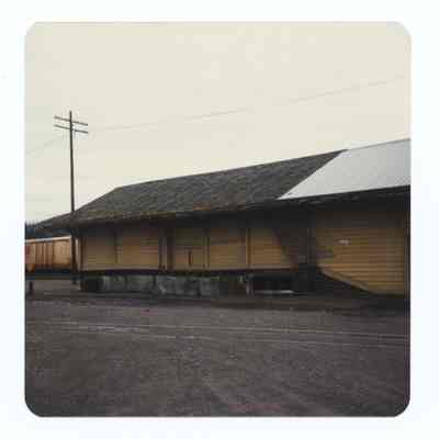 Photograph of the Springfield Train Depot and proposed relocation site, 1985