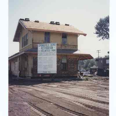 Photograph of the Springfield Train Depot restauration, 1990