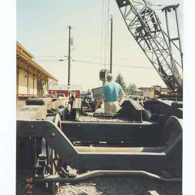 Photograph of the RPO Railcar relocation, Springfield, 1992