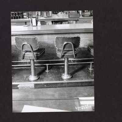 Photograph Stools and Counter, Springfield Pharmacy, 1956