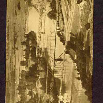 Photograph Post Card of the bridges of Springfield, Oregon. Date unknown.