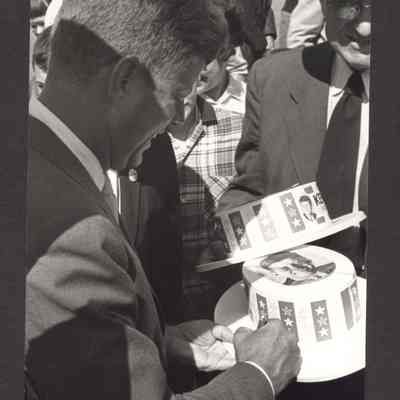 Photograph of John F. Kennedy in our area. Date unknown.