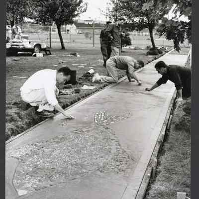 Photograph, Workers Making Sidewalk, Willamalane Park, Undated