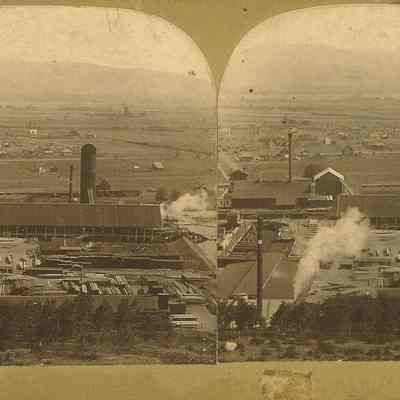 Photograph of Sterioptican View of Booth-Kelly Mill, Date Unknown