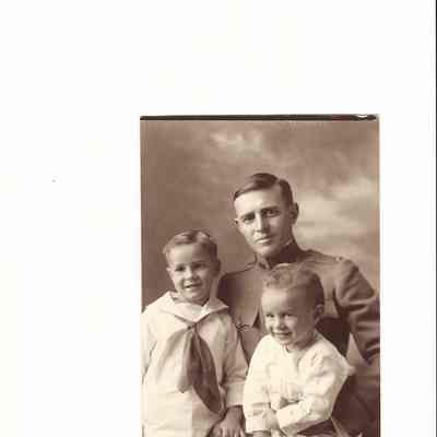 Photograph of Unknown WW1 Officer and Children, Unknown date and location