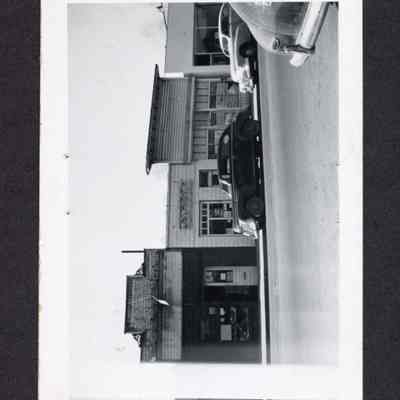 Photograph of 1948 building on extreme left housed the First Bank of Springfield, Oregon. It was started about 1904.