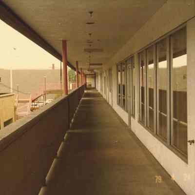 Photograph of Spring Village south side walkway, 1979