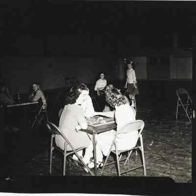Photograph of students playing games at a Springfield High School dance, Springfield, Oregon, circa 1940s